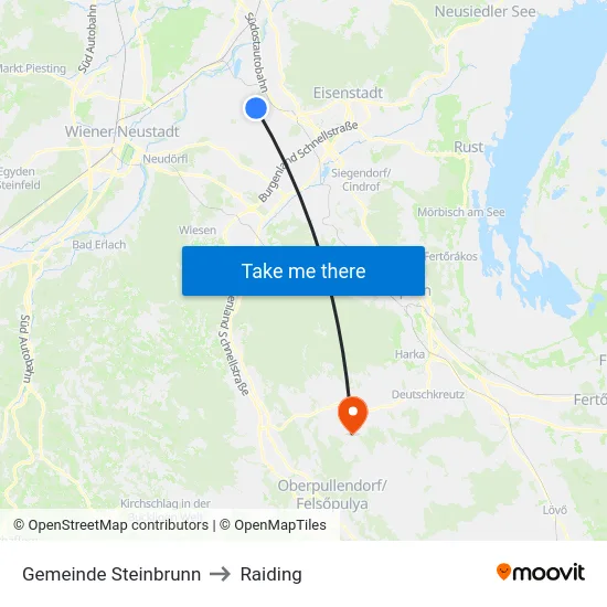 Gemeinde Steinbrunn to Raiding map