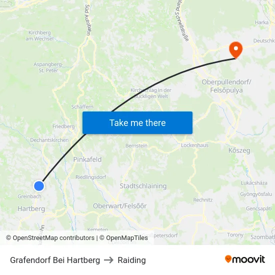Grafendorf Bei Hartberg to Raiding map