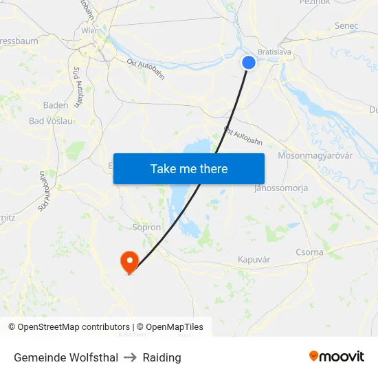 Gemeinde Wolfsthal to Raiding map
