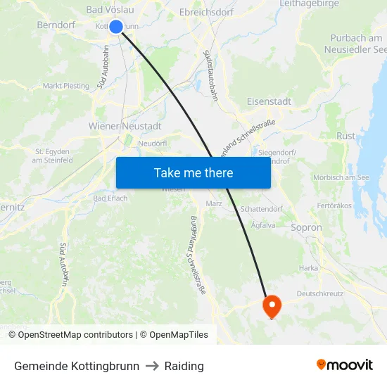 Gemeinde Kottingbrunn to Raiding map
