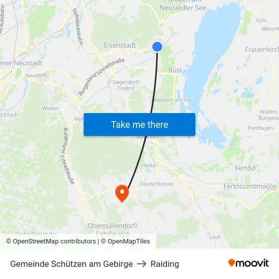 Gemeinde Schützen am Gebirge to Raiding map