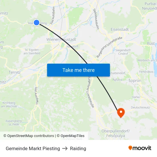 Gemeinde Markt Piesting to Raiding map