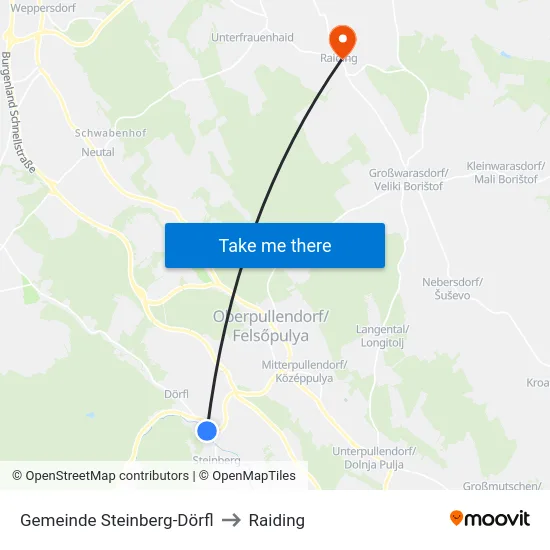 Gemeinde Steinberg-Dörfl to Raiding map