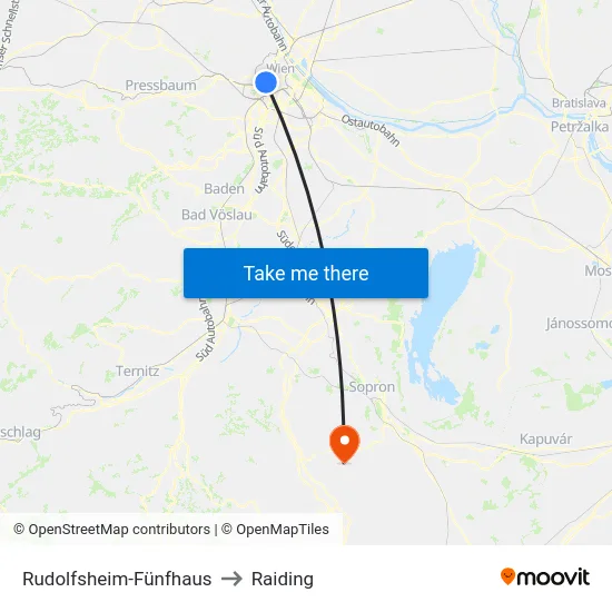 Rudolfsheim-Fünfhaus to Raiding map