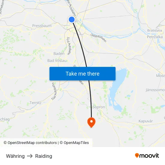 Währing to Raiding map