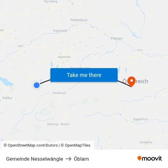 Gemeinde Nesselwängle to Öblarn map