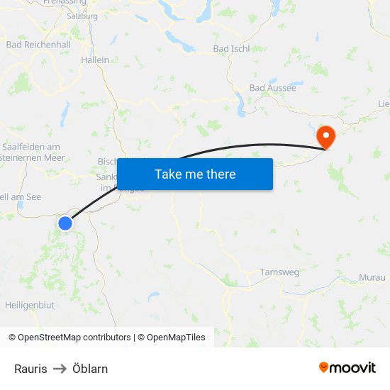 Rauris to Öblarn map