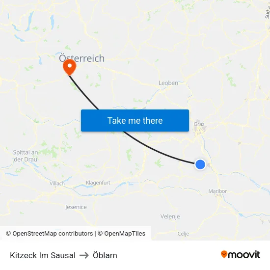 Kitzeck Im Sausal to Öblarn map