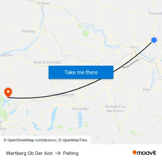Wartberg Ob Der Aist to Palting map