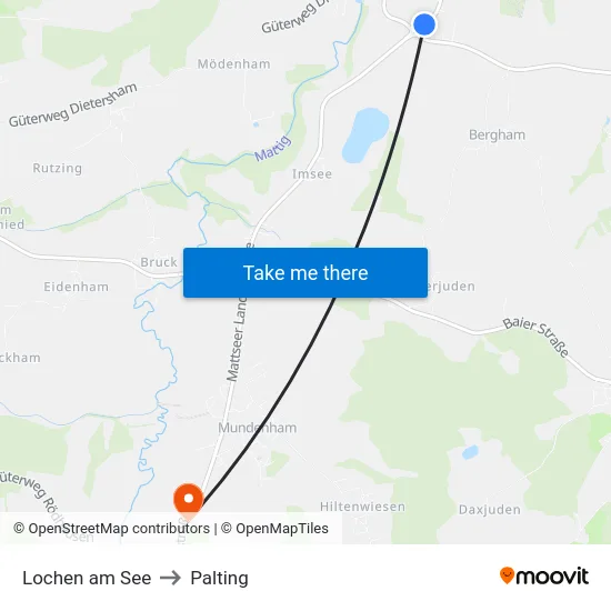 Lochen am See to Palting map