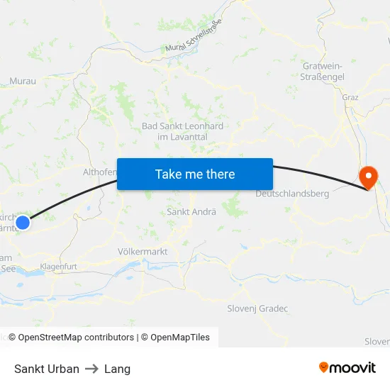 Sankt Urban to Lang map