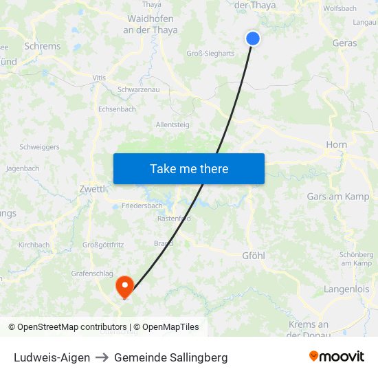 Ludweis-Aigen to Gemeinde Sallingberg map