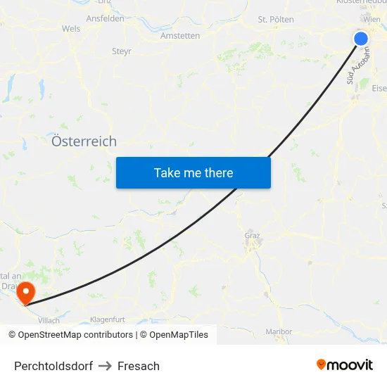 Perchtoldsdorf to Fresach map