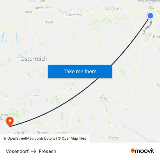 Vösendorf to Fresach map