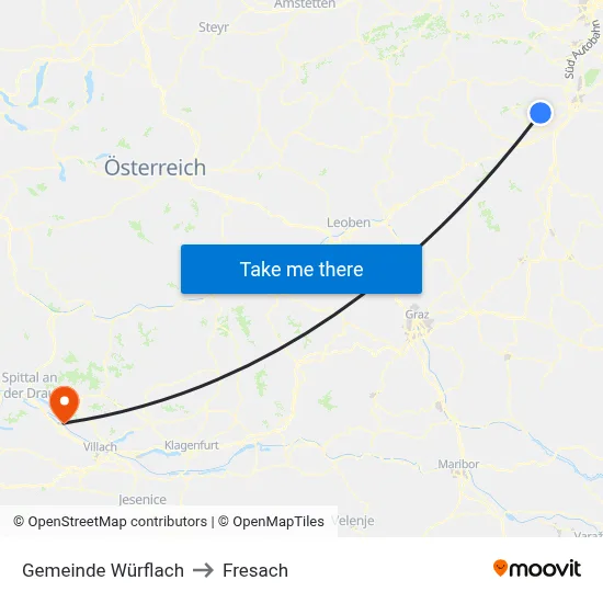 Gemeinde Würflach to Fresach map