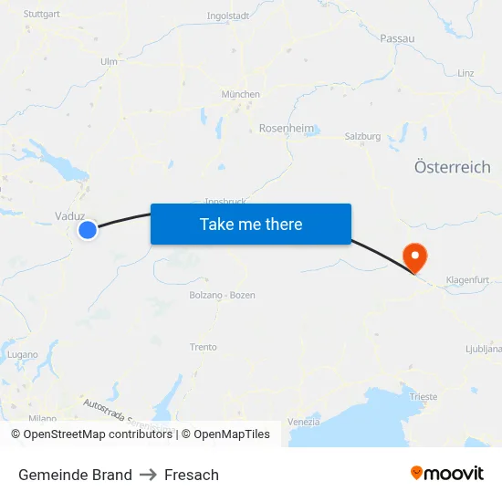 Gemeinde Brand to Fresach map