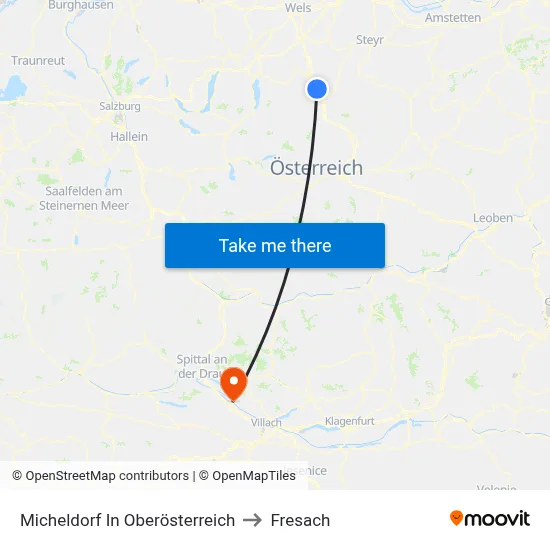 Micheldorf In Oberösterreich to Fresach map