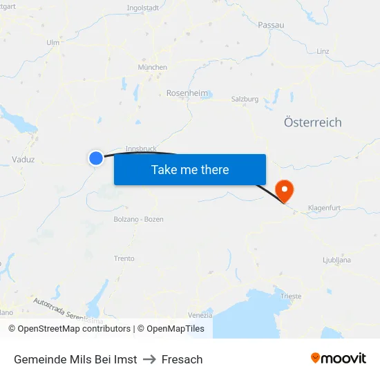 Gemeinde Mils Bei Imst to Fresach map