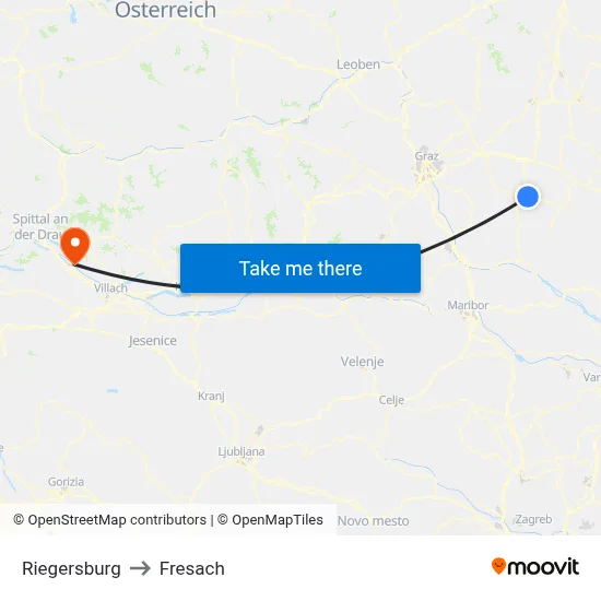 Riegersburg to Fresach map