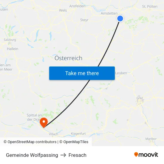 Gemeinde Wolfpassing to Fresach map
