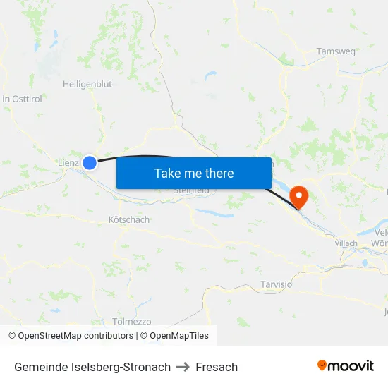 Gemeinde Iselsberg-Stronach to Fresach map
