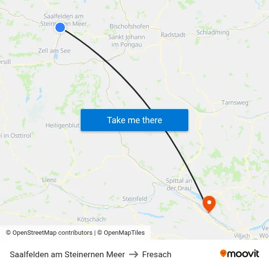 Saalfelden am Steinernen Meer to Fresach map