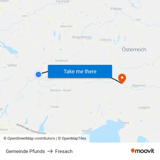 Gemeinde Pfunds to Fresach map
