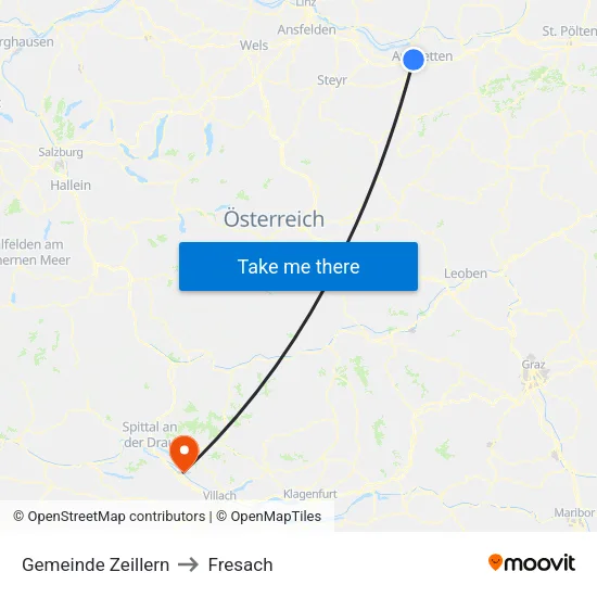 Gemeinde Zeillern to Fresach map