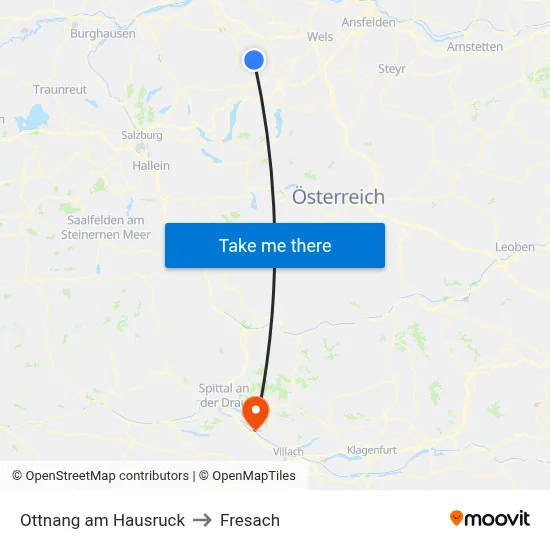 Ottnang am Hausruck to Fresach map