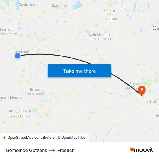 Gemeinde Götzens to Fresach map