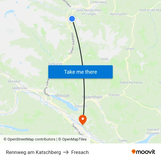 Rennweg am Katschberg to Fresach map