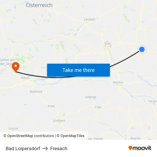 Bad Loipersdorf to Fresach map