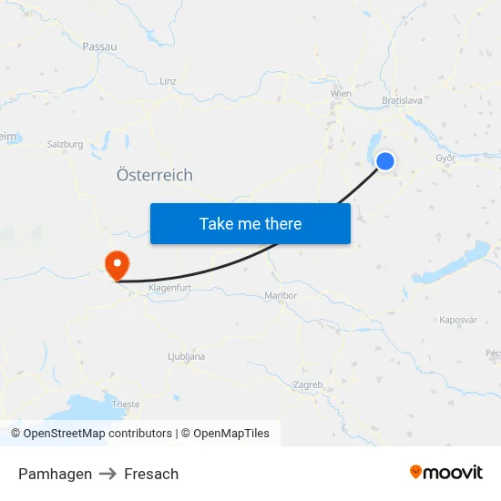 Pamhagen to Fresach map