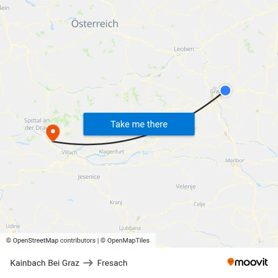 Kainbach Bei Graz to Fresach map