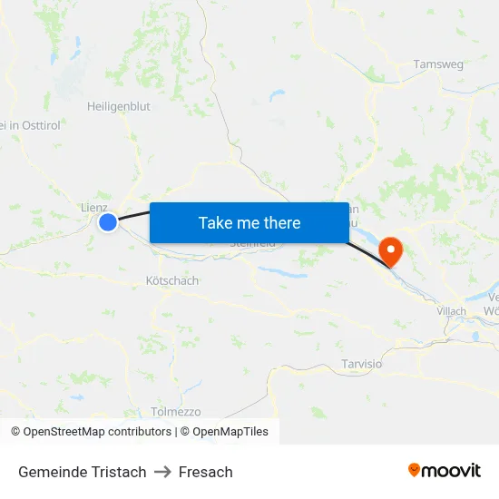 Gemeinde Tristach to Fresach map