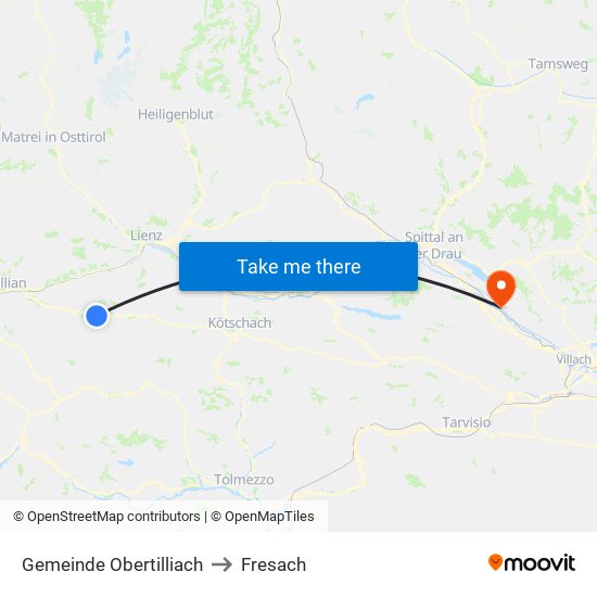 Gemeinde Obertilliach to Fresach map
