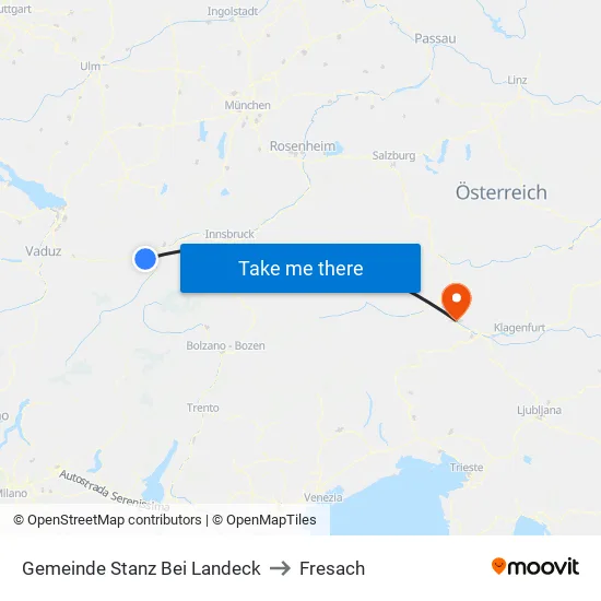 Gemeinde Stanz Bei Landeck to Fresach map