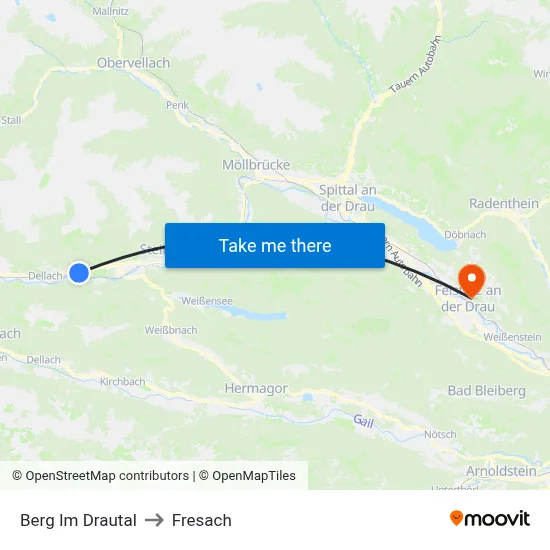Berg Im Drautal to Fresach map