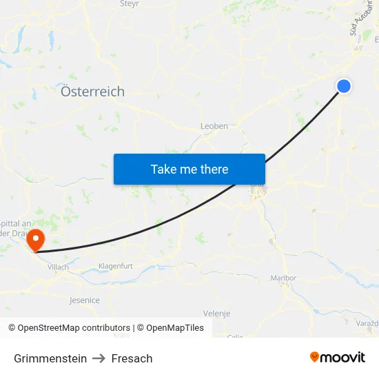 Grimmenstein to Fresach map