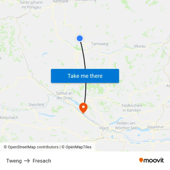 Tweng to Fresach map