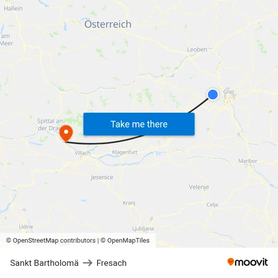 Sankt Bartholomä to Fresach map