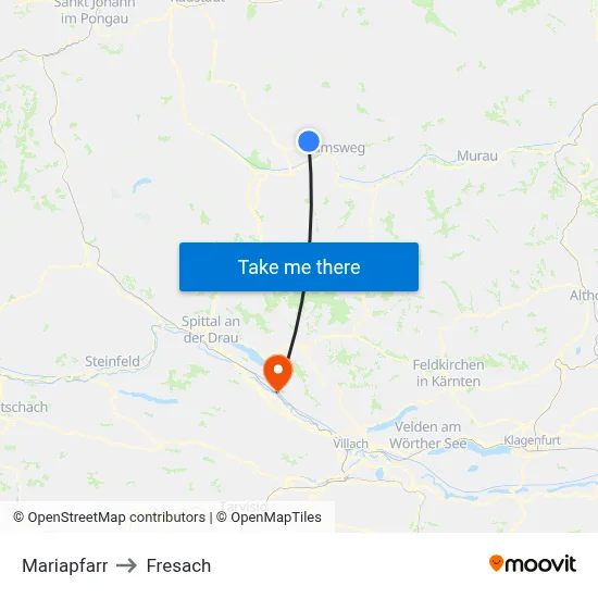 Mariapfarr to Fresach map