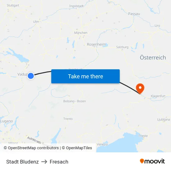 Stadt Bludenz to Fresach map