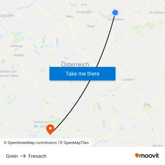 Grein to Fresach map