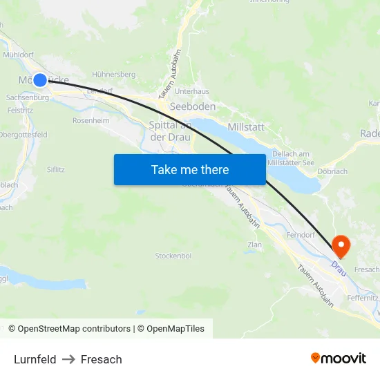 Lurnfeld to Fresach map