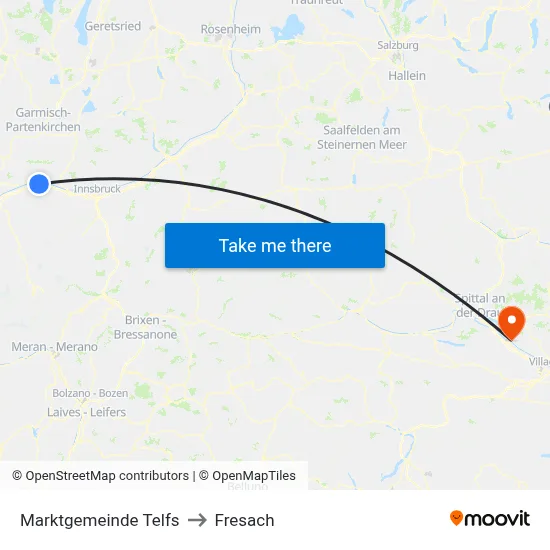Marktgemeinde Telfs to Fresach map