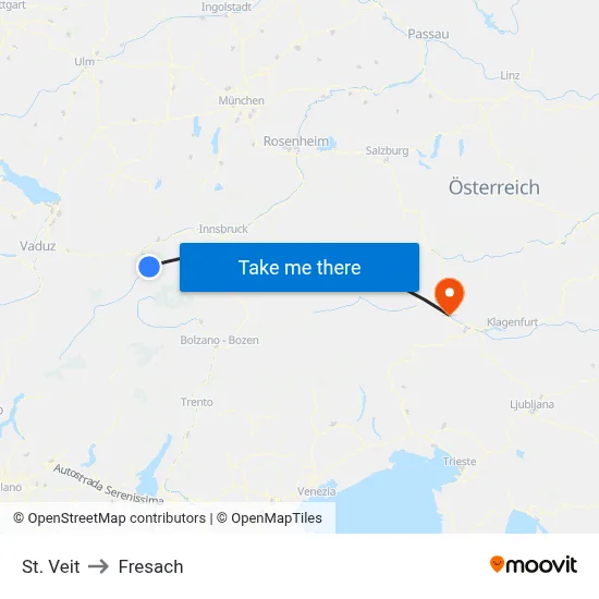 St. Veit to Fresach map