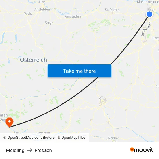 Meidling to Fresach map