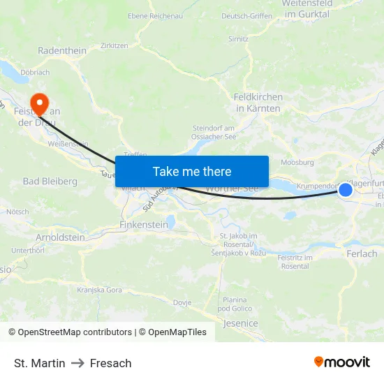 St. Martin to Fresach map