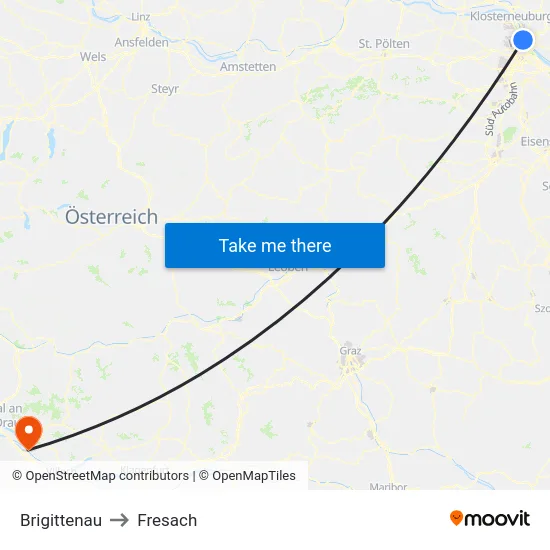 Brigittenau to Fresach map